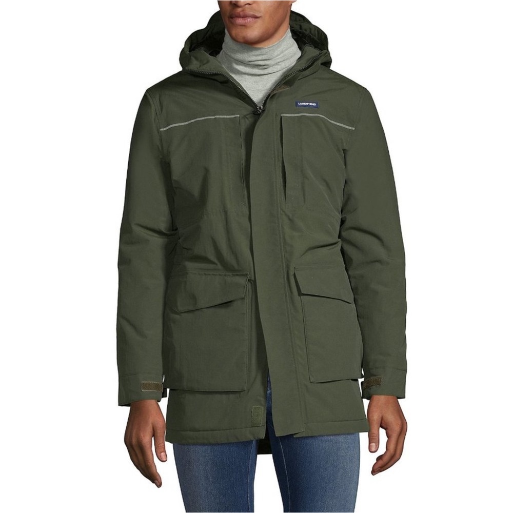 Men's Insulated Squall Parka Army Green Olive Coat Quilted Winter Rain Coat XL - Picture 8 of 16